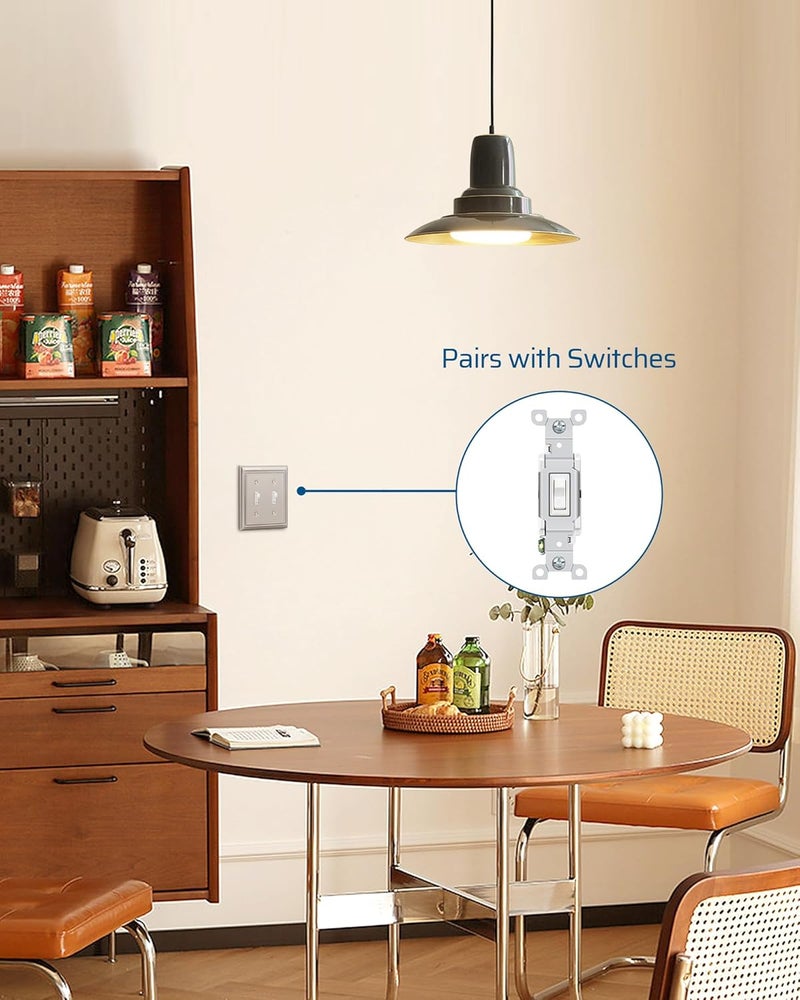 DEWENWILS Double Toggle Wallplates, Brushed Nickel Light Switch Covers, Heavy Duty Matel Material, Pack of 2 - Image 5